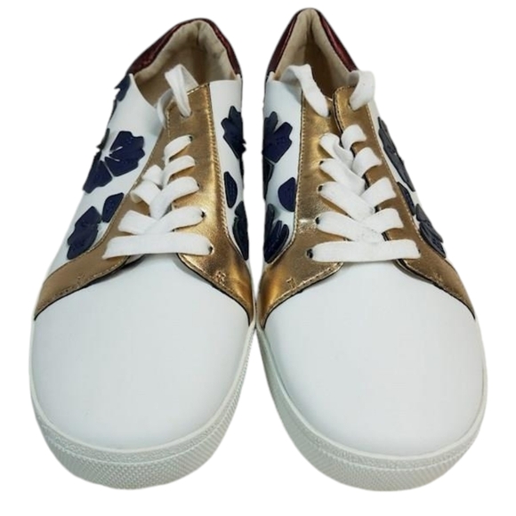 Vince Camuto White Leather Floral Lace-Up Claudinia Sneakers size 10W/40 - Picture 3 of 9